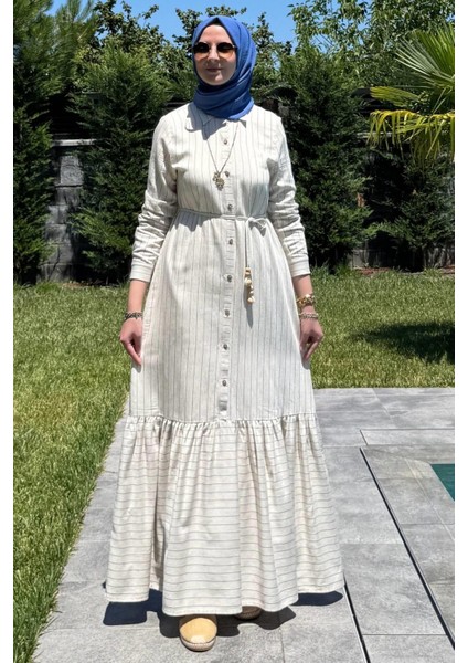 Süreyya Çizgili Gömlek Elbise Indigo fiyatları