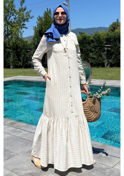 Süreyya Çizgili Gömlek Elbise Indigo indirimleri