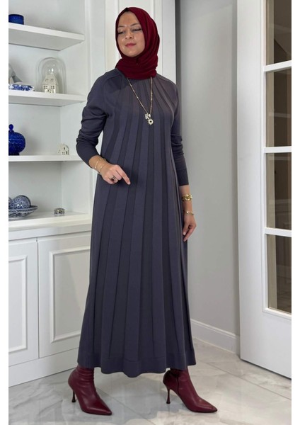 Beyza Fitilli Triko Elbise Antrasit modelleri