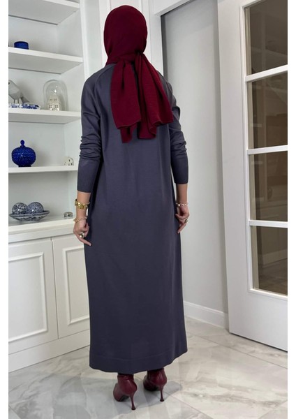 Beyza Fitilli Triko Elbise Antrasit indirimleri