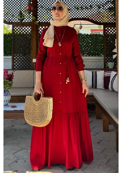 Süreyya Gömlek Elbise Kırmızı