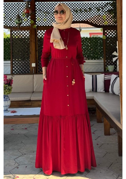 Süreyya Gömlek Elbise Kırmızı indirimleri