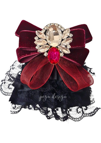 Shine Seri Bordo Kurdele Broş,okul Iş , Gömlek Ceket Yaka Çiçek