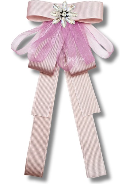 Shine Seri Pudra Ekru Grogren Kurdele Taşlı Yaka Çiçeği Broş Okul,iş,şal,gömlek