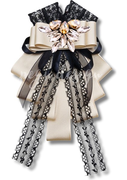 Shine Seri Ekru Grogren Kurdele Taşlı Yaka Çiçeği Broş Okul,iş,şal,gömlek