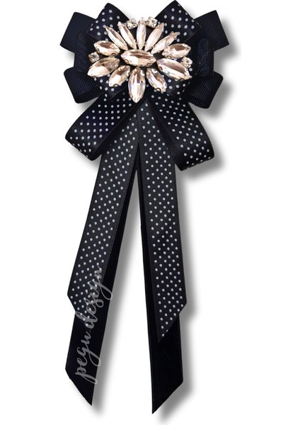 Shine Seri Siyah Kurdele Broş,okul Iş , Gömlek Ceket Yaka Çiçek