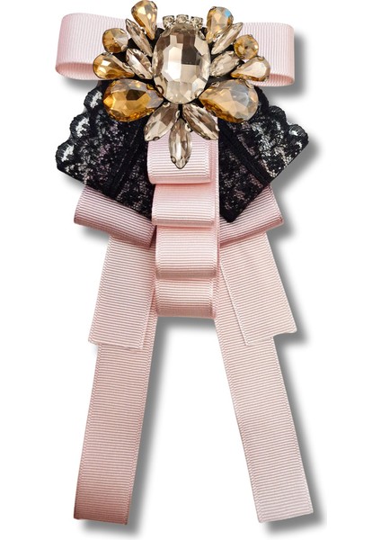 Shine Seri Pudra Ekru Grogren Kurdele Taşlı Yaka Çiçeği Broş Okul,iş,şal,gömlek