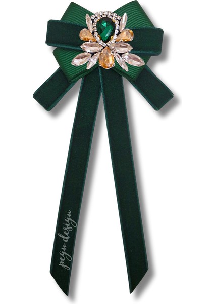 Shine Seri Yeşil Kurdele Kurdele Taşlı Yaka Çiçeği Broş Okul,iş,şal,gömlek