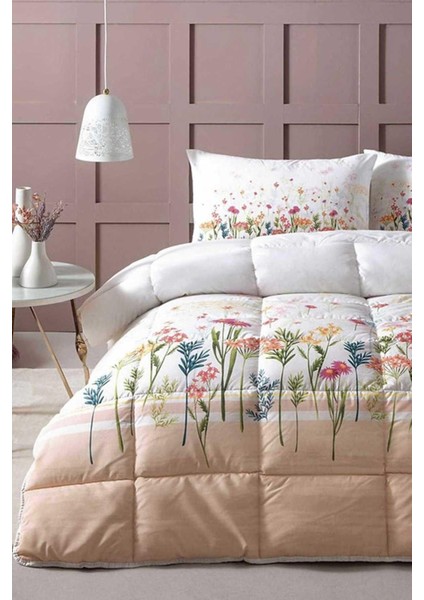 Çift Kişilik Pamuk-Polyester Uyku Seti 195x215 cm Spring Garden Somon Çiçek Desenli, Makinede Yıkanabilir Konforlu Tasarım fiyatları
