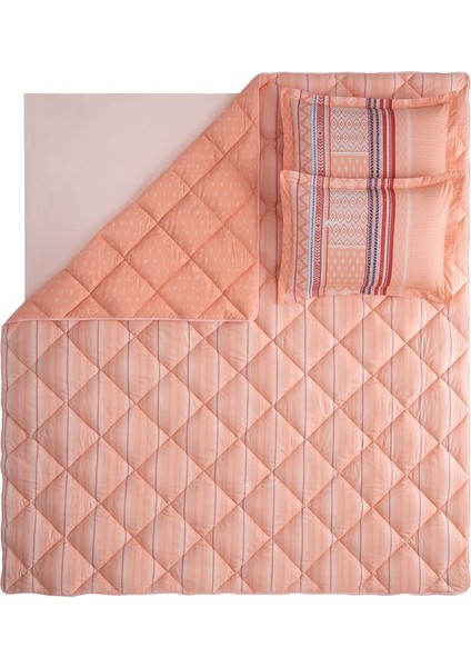 Bedding Pamena Çift Kişilik Pamuk Uyku Seti 195x215 cm – Çizgili Somon Renk, Terletmeyen ve Çift Taraflı Tasarım fırsatları