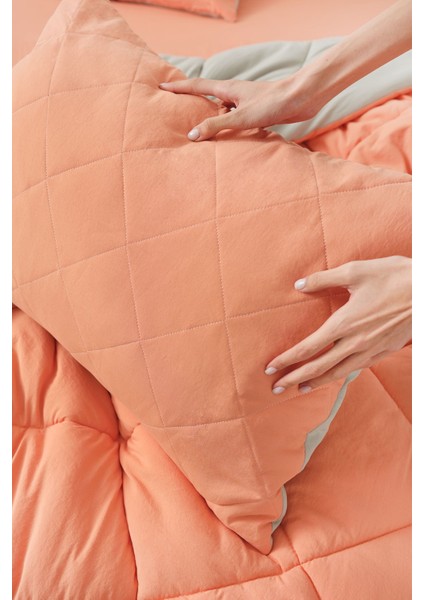 Smart Comfort Orange Tek Kişilik Mikrofiber Uyku Seti 155x215 cm – Klasik Desenli, Lastikli Çarşaflı