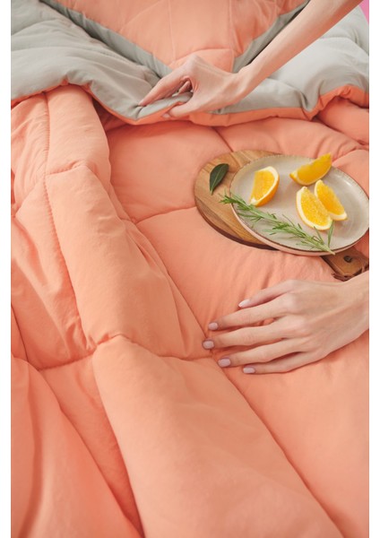 Smart Comfort Orange Tek Kişilik Mikrofiber Uyku Seti 155x215 cm – Klasik Desenli, Lastikli Çarşaflı