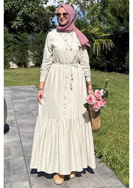 Süreyya Çizgili Gömlek Elbise Siyah modelleri