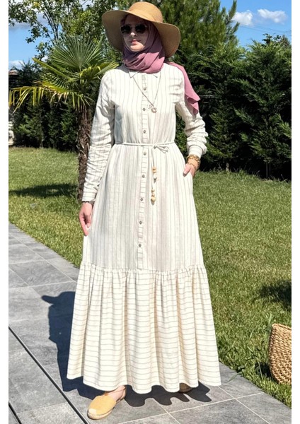 Süreyya Çizgili Gömlek Elbise Siyah fırsatları