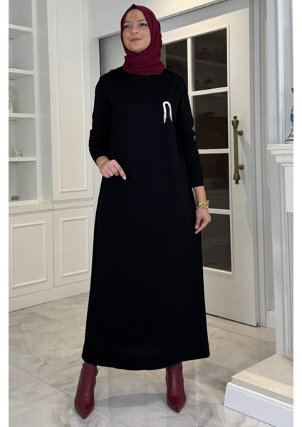 Gözde Broşlu Triko Elbise Siyah modelleri