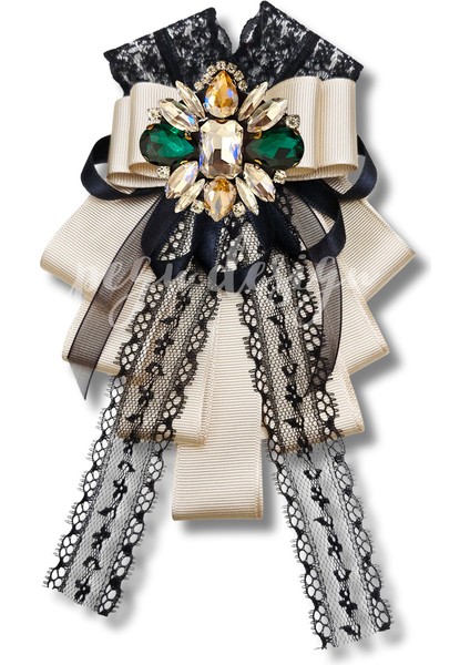 Shine Seri Ekru Grogren Kurdele Taşlı Yaka Çiçeği Broş Okul,iş,şal,gömlek