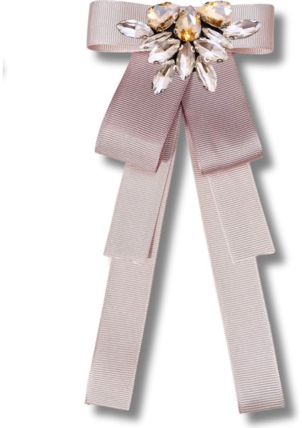 Shine Seri Pudra Ekru Grogren Kurdele Taşlı Yaka Çiçeği Broş Okul,iş,şal,gömlek