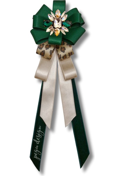 Shine Seri Yeşil Kurdele Kurdele Taşlı Yaka Çiçeği Broş Okul,iş,şal,gömlek