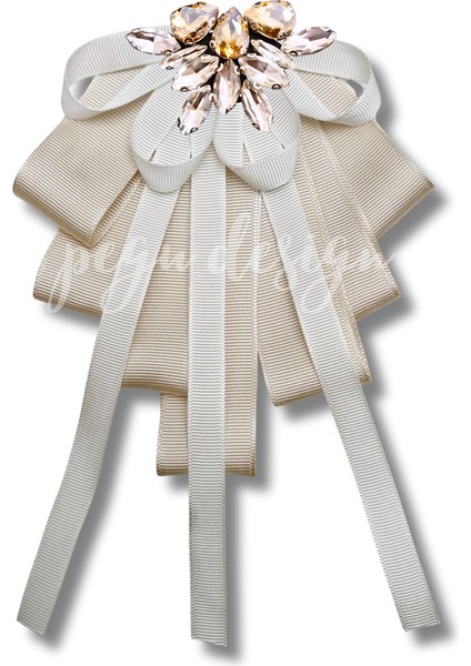 Shine Seri Ekru Grogren Kurdele Taşlı Yaka Çiçeği Broş Okul,iş,şal,gömlek