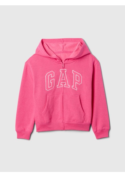 Kız Çocuk Pembe Gap Logo Heritage Fermuarlı Sweatshirt