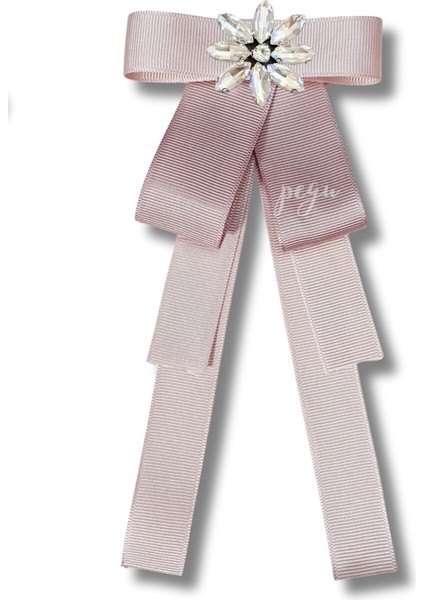 Shine Seri Pudra Ekru Grogren Kurdele Taşlı Yaka Çiçeği Broş Okul,iş,şal,gömlek