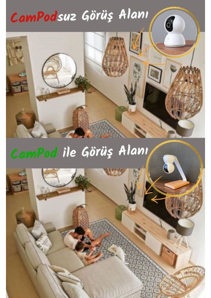 Xiaomi, Tapo c200, Anker eufy, Güvenlik Kameralarına Uyumlu Stand 360 Derece Görüş Açısı Düzelten Askı Aparatı (KAMERA DEĞİLDİR)