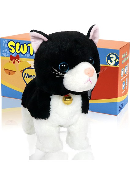 Peluş Kedi Doldurulmuş Hayvan Interaktif Kedi Robot Oyuncak, LED Robotik Kedi Havlayan Miyav Yavru Kedi Dokunmatik Kontrol, Elektronik Kedi Evcil Hayvan, Robot Kedi Kitty Oyuncak, (Yurt Dışından)