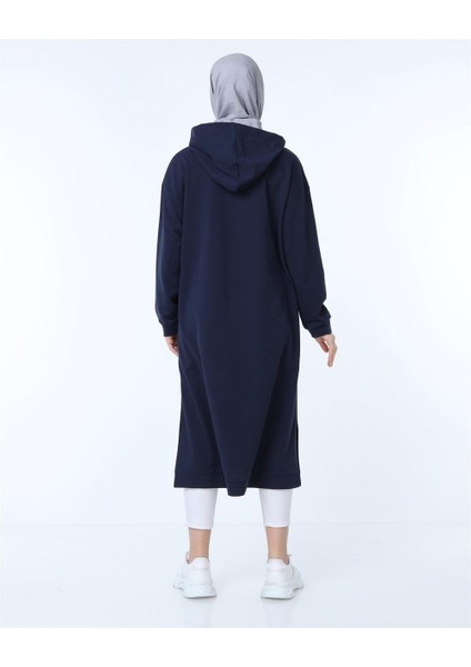 Atlas Kapşonlu Uzun Sade Basic Sweatshirt - 03007-1.015 - Lacivert fiyatları