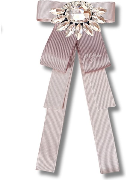 Shine Seri Pudra Ekru Grogren Kurdele Taşlı Yaka Çiçeği Broş Okul,iş,şal,gömlek