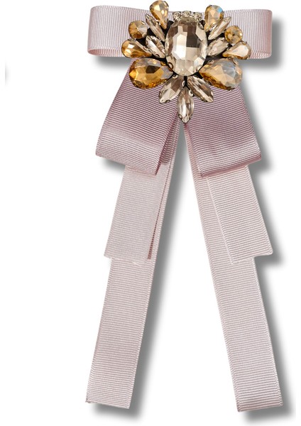 Shine Seri Pudra Ekru Grogren Kurdele Taşlı Yaka Çiçeği Broş Okul,iş,şal,gömlek