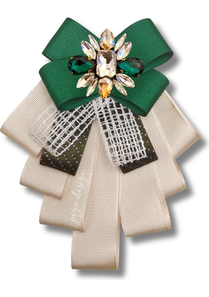 Shine Seri Yeşil Kurdele Kurdele Taşlı Yaka Çiçeği Broş Okul,iş,şal,gömlek