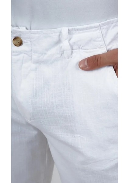 Erkek Içten Bağcıklı ve Kemerli Yan Cep Bol Rahat Kalıp Keten Şort modelleri