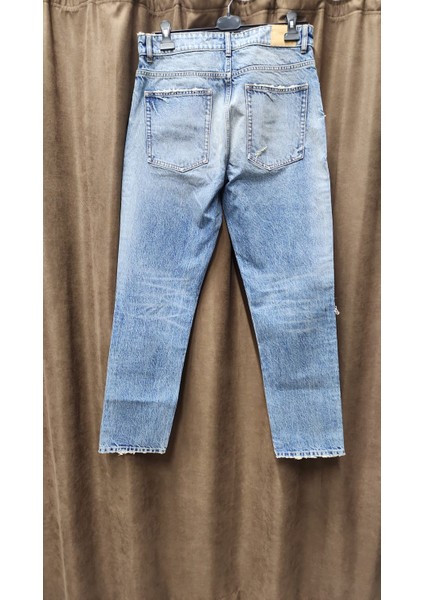 Yırtık Detaylı Mavi Yüksek Bel Mom Jean Pantolon fiyatları