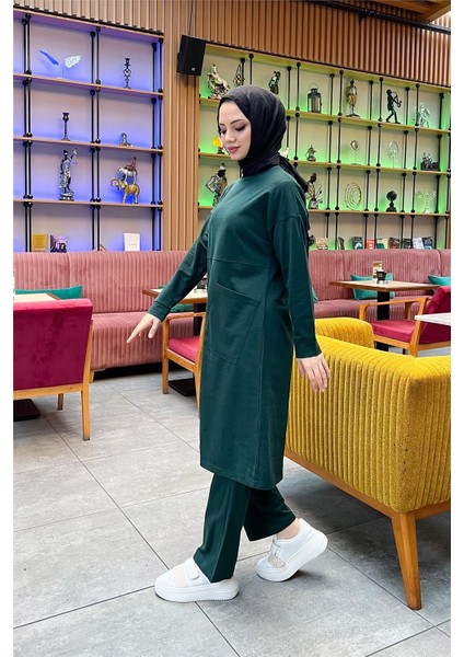 Önden Iki Cepli Sade Basic Uzun Tunik Pantolon Ikili Spor Takımı - 03067-1.021 - Nefti modelleri