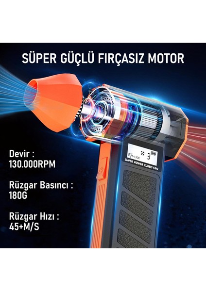 Şarjlı Elektrikli 130000 RPM Hava Üfleyici 184W Güçlü Toz Temizleyici 4 Kademeli Hız Şarjlı fiyatları