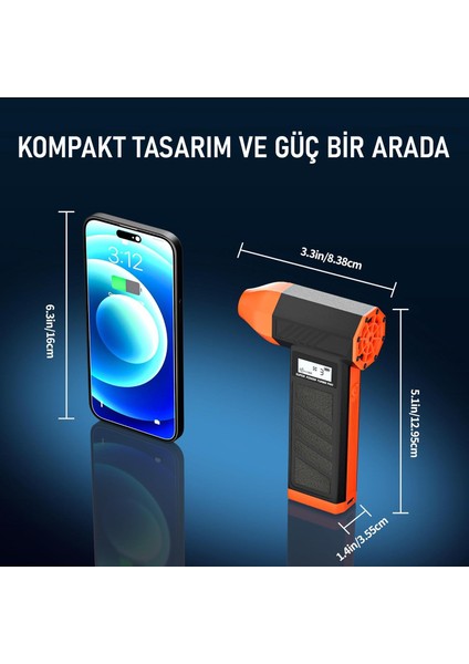 Şarjlı Elektrikli 130000 RPM Hava Üfleyici 184W Güçlü Toz Temizleyici 4 Kademeli Hız Şarjlı fırsatları