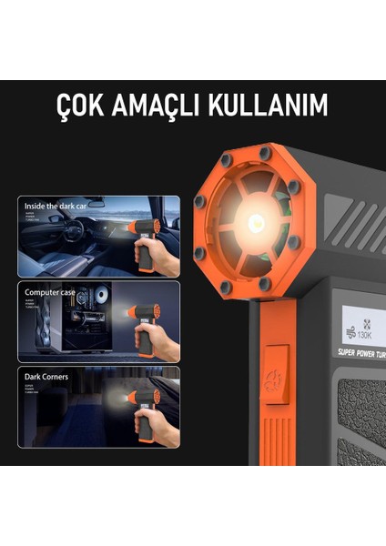 Şarjlı Elektrikli 130000 RPM Hava Üfleyici 184W Güçlü Toz Temizleyici 4 Kademeli Hız Şarjlı indirimleri