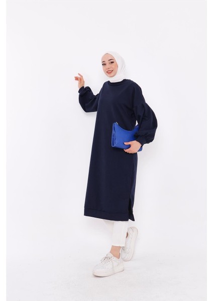 Hira Balon Kol Midi Boy Sade Basic Sweatshirt - 03031-1.015 - Lacivert fiyatları