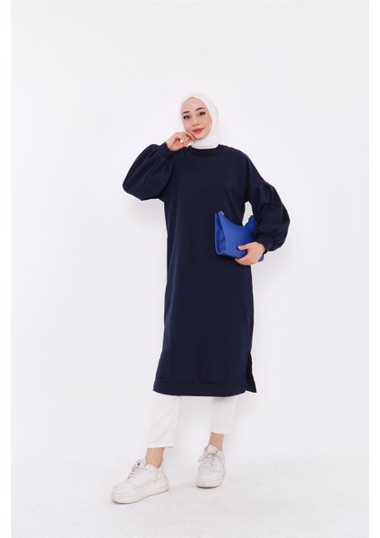 Hira Balon Kol Midi Boy Sade Basic Sweatshirt - 03031-1.015 - Lacivert fırsatları