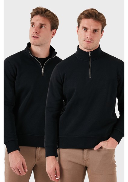 Pamuklu Regular Fit Dik Yaka 2'li Paket Sweat Erkek SWEAT 59052592S2