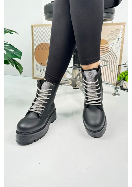 Günlük Kadın Bot Taşlı Bağcıklı Kalın Yüksek Tabanlı Yumuşak Hafif Rahat Bootie 1071 fırsatları