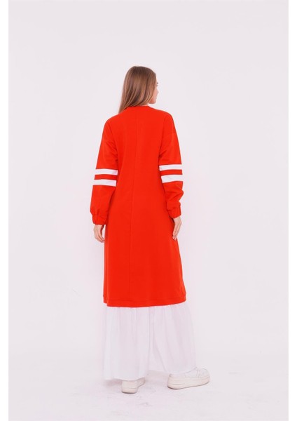 Gupse Kolları Şeritli Eteği Detaylı Spor Elbise - 71079-1.036 - Oranj modelleri