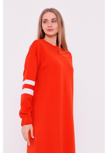 Gupse Kolları Şeritli Eteği Detaylı Spor Elbise - 71079-1.036 - Oranj fırsatları