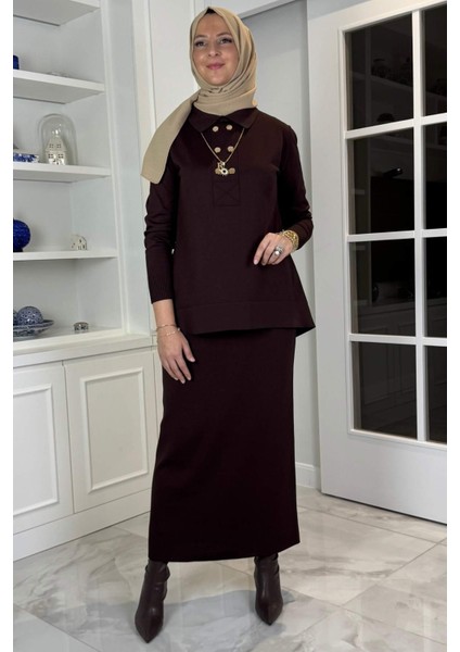 Sare Triko Takım Kahve modelleri