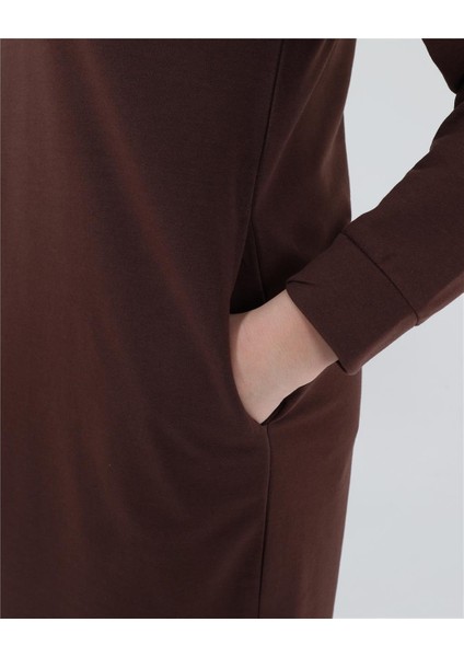 Atlas Kapşonlu Uzun Sade Basic Sweatshirt - 03007-1.020 - Mürdüm fiyatları