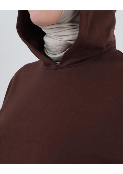 Atlas Kapşonlu Uzun Sade Basic Sweatshirt - 03007-1.020 - Mürdüm modelleri