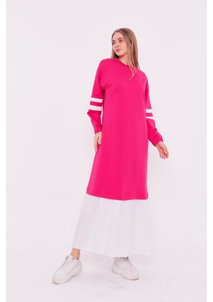 Gupse Kolları Şeritli Eteği Detaylı Spor Elbise - 71079-1.025 - Fuşya fiyatları