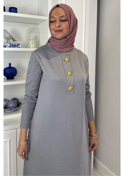 Güneş Triko Elbise Gri fırsatları