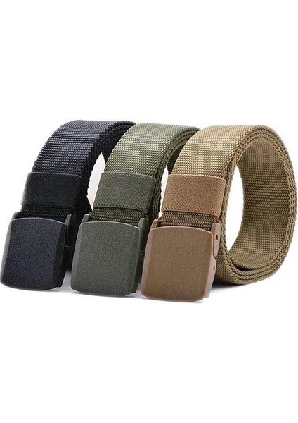 X-Ray Cihazlarında Ikaz Vermeyen Plastik Tokalı Şık Kemer - Haki , Bej , Siyah 3 Adet