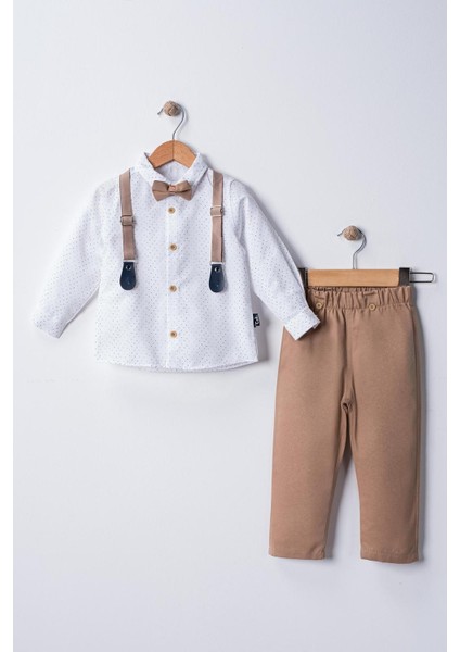 Erkek Bebek&çocuk Baskılı Salopet Takım Gömlek Pantolon Papyon